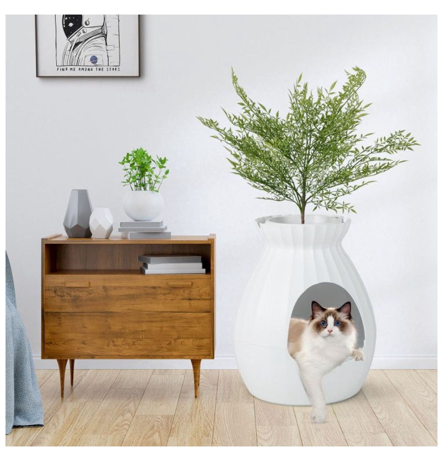 Cat Litter Box with Odor Removal, Plant Design Enclosed Litter Box - Spacious, Easy Clean, Durable ABS Plastic - for Indoor Cats up to 28lbs