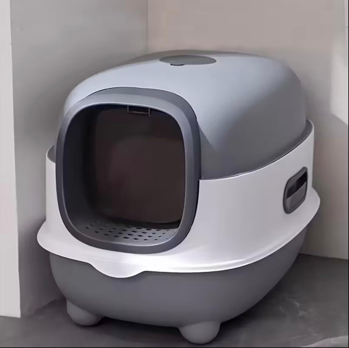 Cat Litter Box with Scoop & Drawer, Enclosed Odorless and Leak-Proof, Indoor Outdoor Use