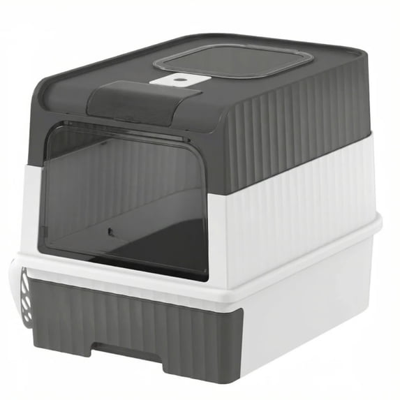Enclosed Cat Litter Box with Lid and Scoop, Covered Cat Litter Pan with High Sides for Small Medium Large Cats, Odor Control Kitty Toilet