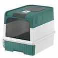 thumbnail image 1 of Enclosed Cat Litter Box with Lid and Scoop, Covered Cat Litter Pan with High Sides for Small Medium Large Cats, Odor Control Kitty Toilet, Green and White, 1 of 7