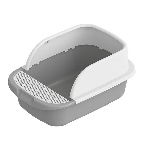 Cat Litter Boxes with Scooper Potty Toilet Pet Litter Tray for Medium Large Cats ,Gray