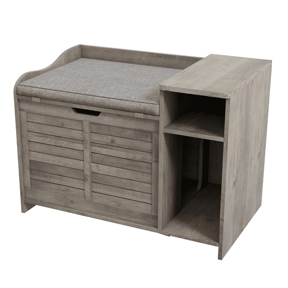 Cat Litter Cabinet Wooden, Cat Litter Box Furniture, Multifunctional Cat Litter Cabinet, Cat Litter Box Cat House Storage Cabinet 3-in-1, Modern Cat Toilet Hidden Cat Litter Box Furniture, Gray