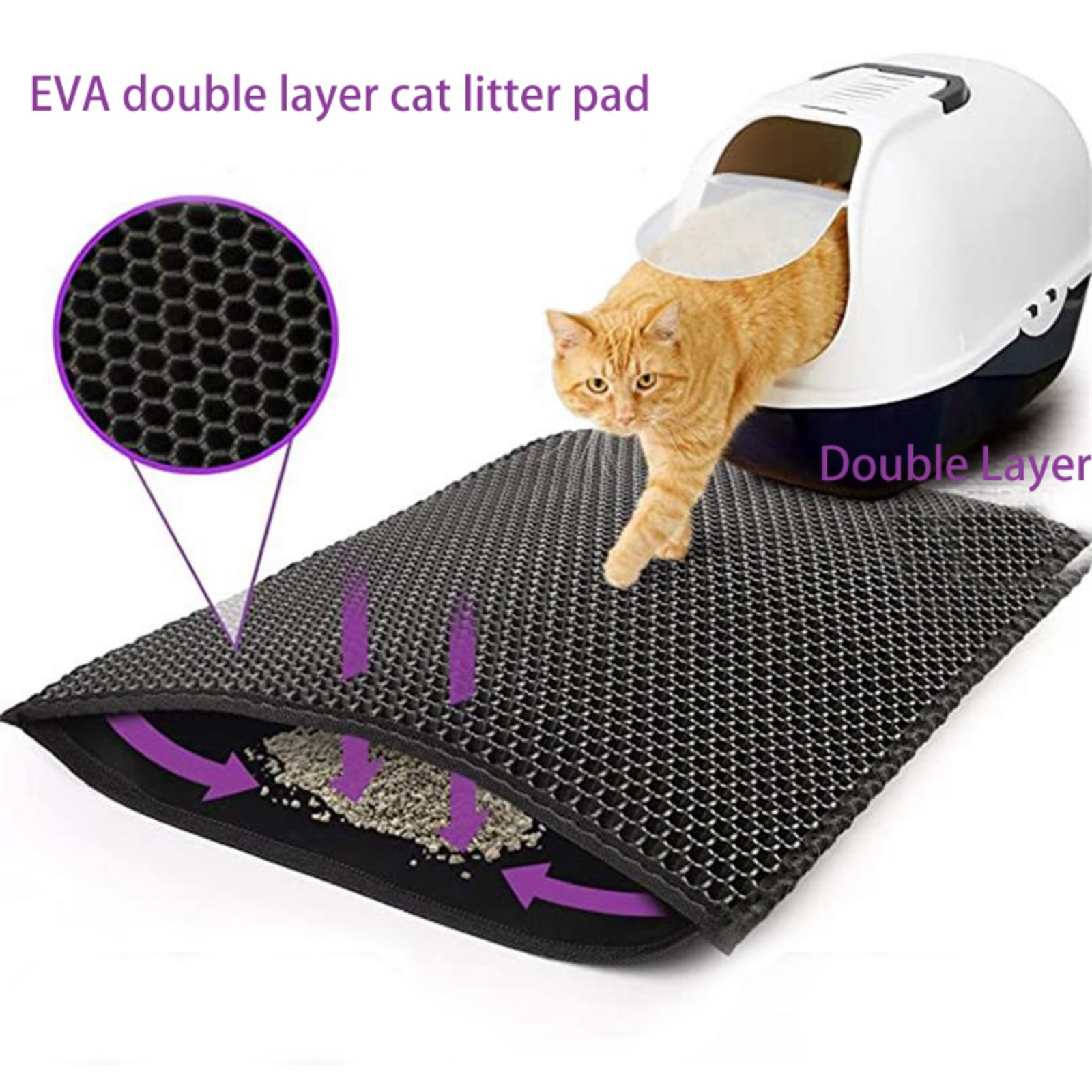 Cat Litter Mat, 12"x18" Litter Box Mat, Double Layer Trapping