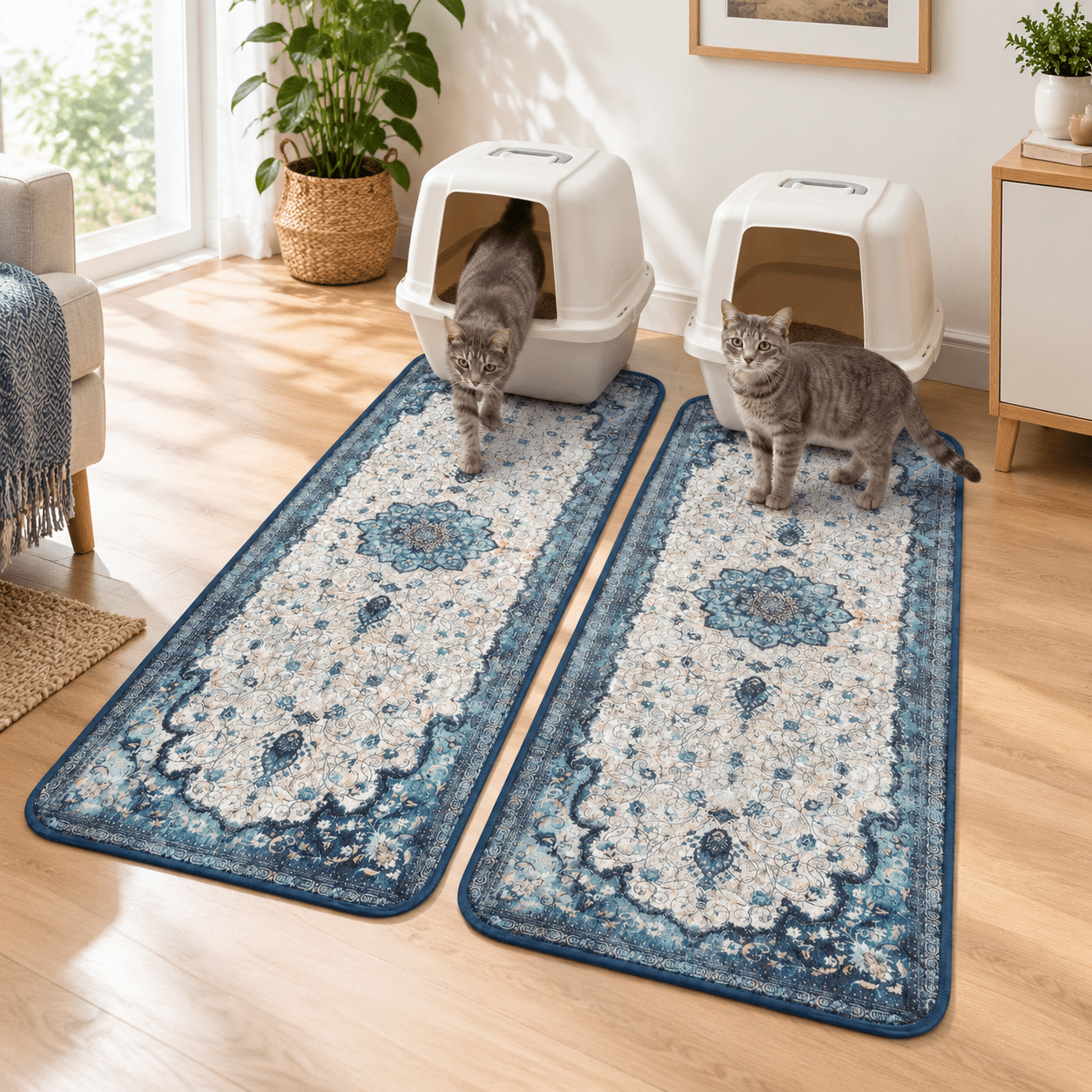 Cat Litter Mat 2 Pack 18x54 Largehine Washableping Mats For Cats Super ...
