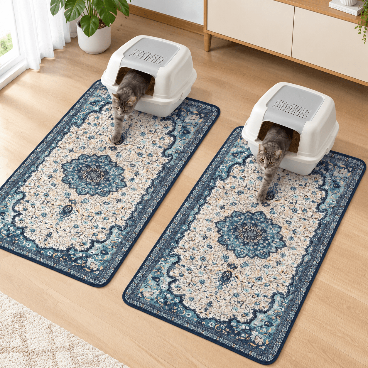 Cat Litter Mat 2 Pack 24.8x54 Largehine Washableping Mats For Cats ...