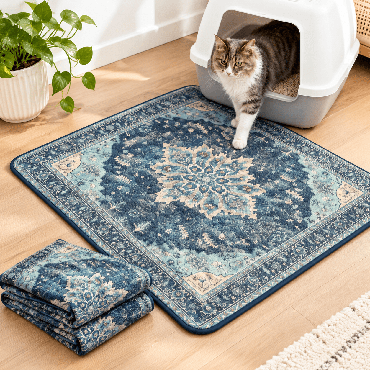 Cat Litter Mat 2 Pack 72x72 Largehine Washableping Mats For Cats Super ...