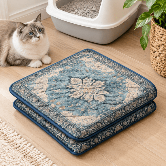 Cat Litter Mat 2 Pack 72x72 Largehine Washableping Mats For Cats Super Absorbent &-proof Box Floor Waterproof Non Slip Rug