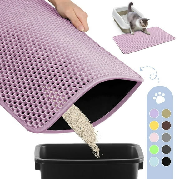 Cat Litter Mat - 24'' x 18'' Small Litter Trapping Mat,Easy to Clean Litter Box Mat,Waterproof,Urine-Proof,Non-Slip Kitty Litter Mats for Floor