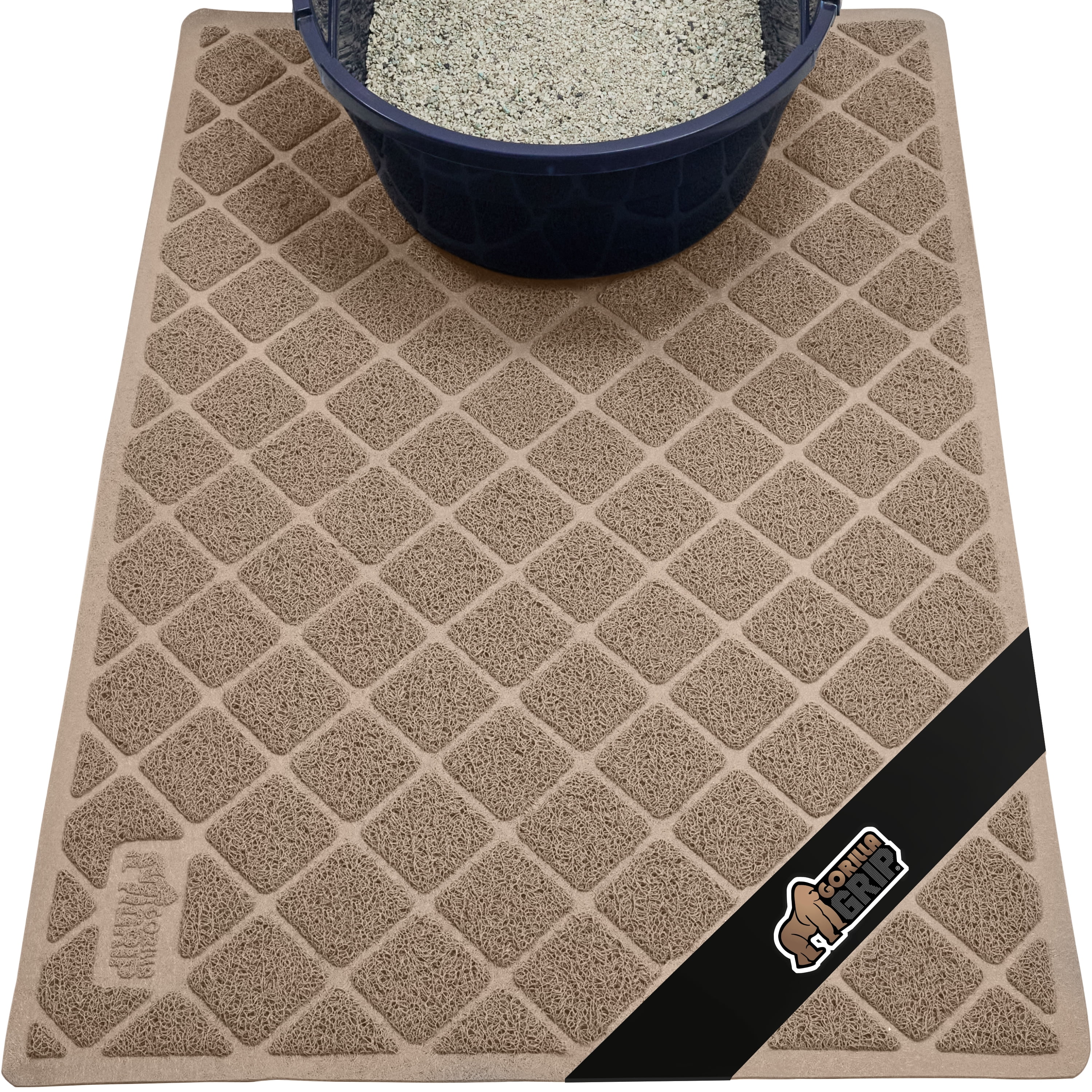 Cat Litter Mat, 24x15 Beige, Water Resistant, Traps Mess, Easy Clean by ...