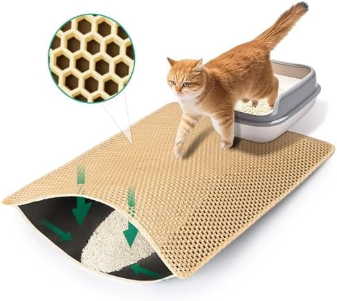 Cat Litter Mat,25"x16" Litter Box Mat,2 Layer Litter Trapping Mat for Indoor Cats,Litter Catcher Mats. Non-Slip Waterproof Urine Proof, Collapsable