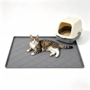 Cat Litter Mat, 28 x 22 Inches, Large Non-Slip Waterproof Mat for Floor, Easy to Clean Trapping Mat for Cat Litter, Gray
