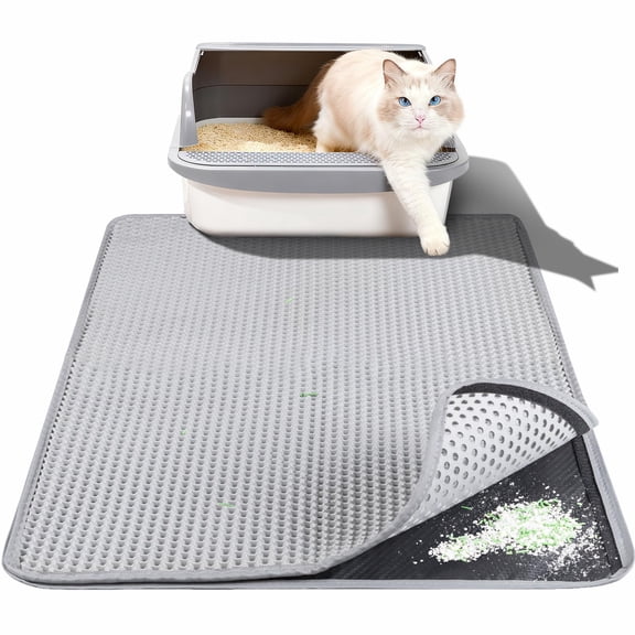 Cat Litter Mat 33.8'' x 23.6'' Double Layer Waterproof Non-Slip Indoor Use