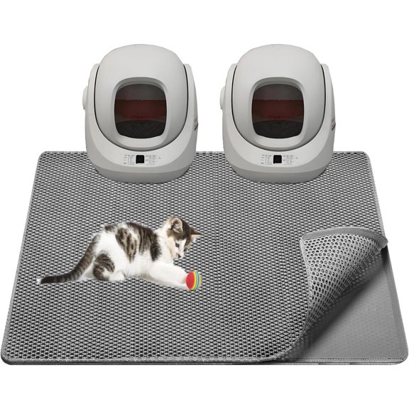 Cat Litter Mat,45"x32" Extra Large Cat Litter Box Mat,Honeycomb Double Layer Kitty Litter Trapping Mat,Soft EVA Material,Urine & Waterproof,Scatter Control,Easy Clean,Washable
