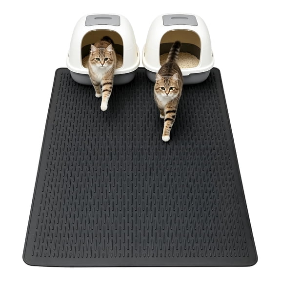 Cat Litter Mat, Black 39"x27", Large Multi-Cat Floor Catcher