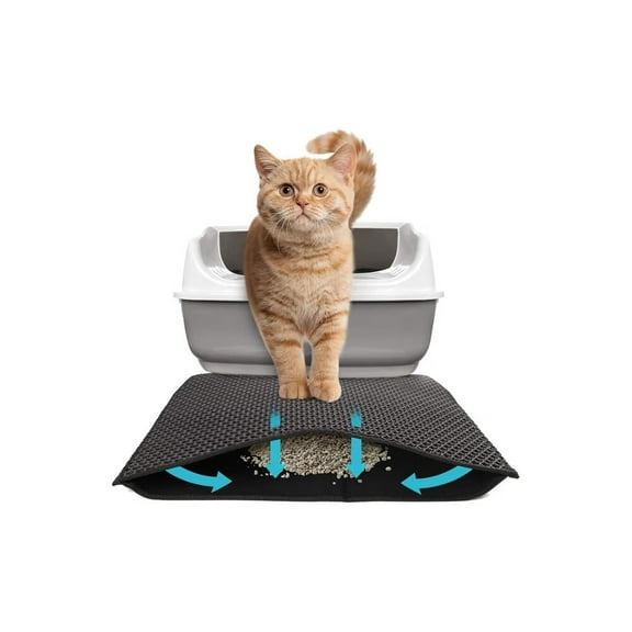 Cat Litter Mat,Cat Litter Mat Trapper Size 24 x 18 Inches,Honeycomb Double Layer Trapping Litter Mat Design,Waterproof Urine Proof Kitty Litter Mat,Helps to Waste Less Litter on Floors