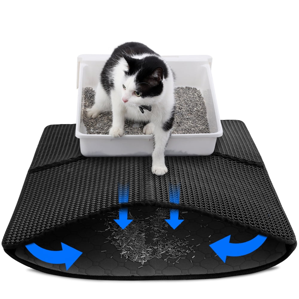 Pieviev Cat Litter Mat Double Layer Waterproof Urine Proof Trapping Mat 1  Pack (Gray, 30x24 Inch (Pack of 1))