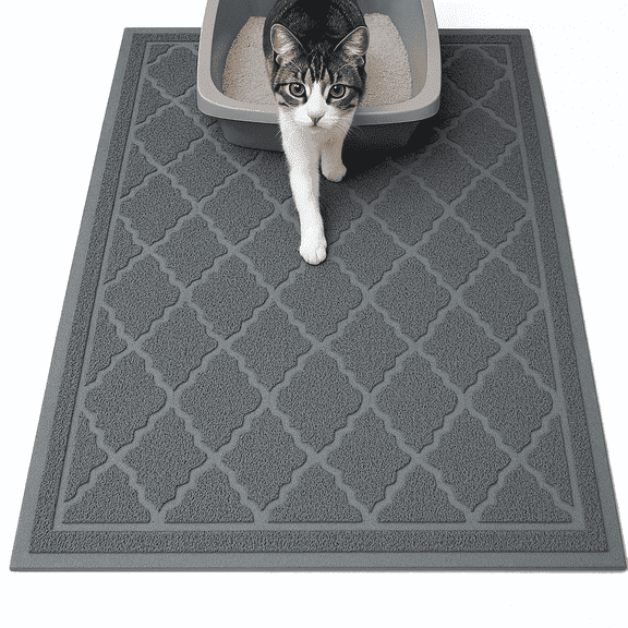 36" x 24" Cat Litter Mat Litter Trapping Mat, Non-slip Cat Litter Box Mat with Scatter Control, Soft on Kitty’s Paws