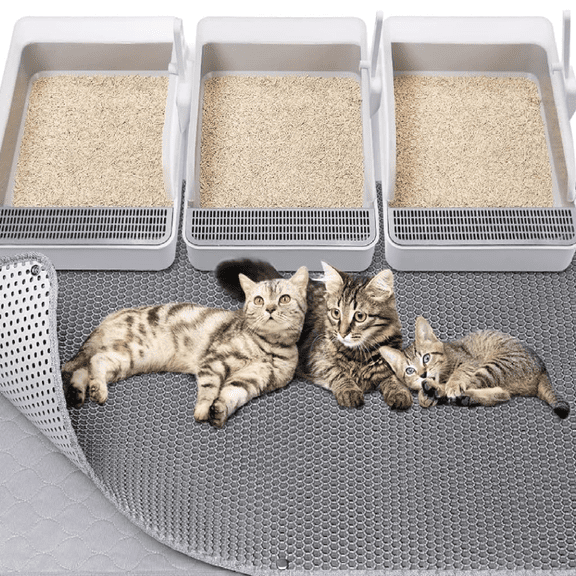 Cat Litter Mat - Extra Large XL 45"x 27" Cat Litter Trapping Mat, Machine Washable Double Layer Design, Urine & Waterproof for Kitty- Easy Clean for Floor