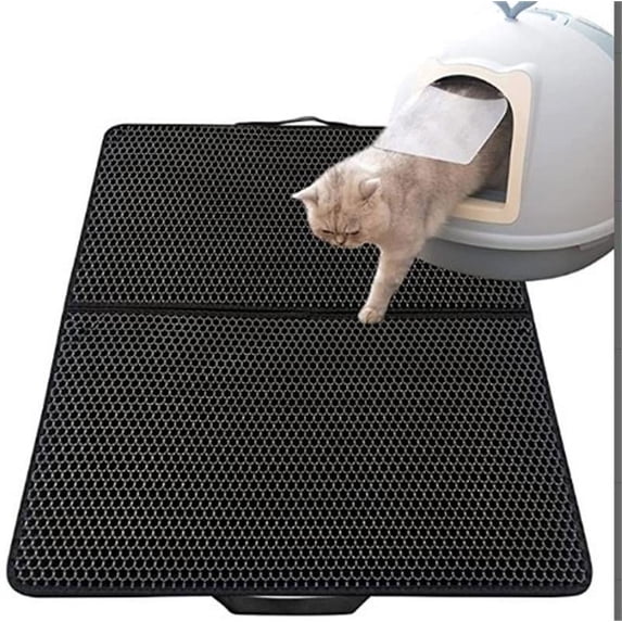 Cat Litter Mat, Honeycomb Double Layer Litter Box Mat, Urine & Water Proof Cat Litter Catcher Mat, Litter Trapping Mat Washable Easy Clean, Litter Mat Scatter Control