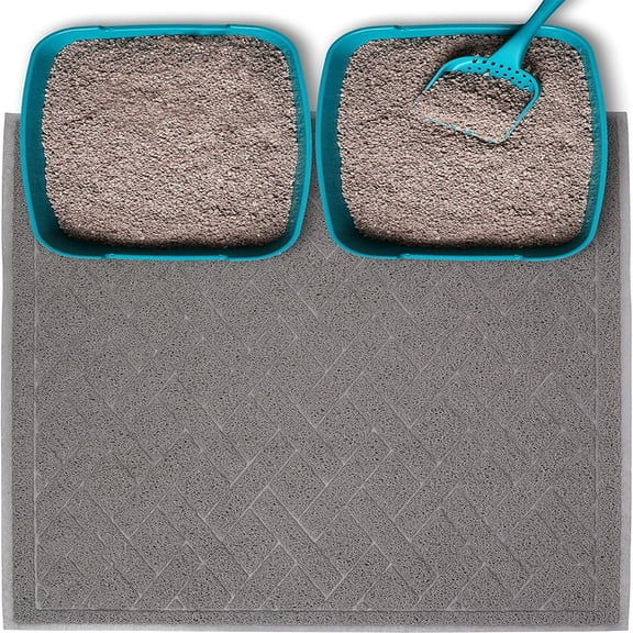Cat Litter Mat, Jumbo XX-Large, 4x3 Feet, Fits Two Litter Boxes or Extra Coverage for One Box, Gray