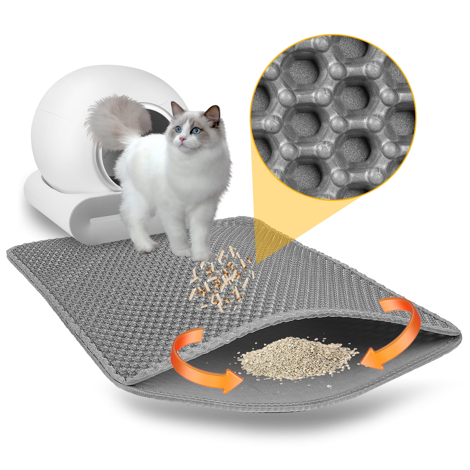 Cat Litter Mat, Kitty Litter Trapping Mat, Double Layer Mats with MiLi