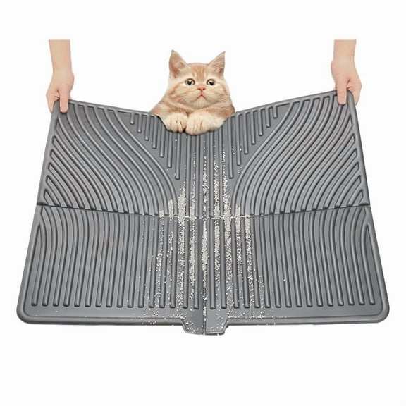 Cat Litter Mat, Large Trapping Mat Soft on Kitty Paws, Box Keep Floor Clean Gray