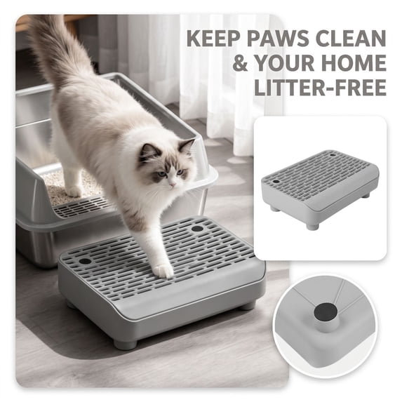Cat Litter Mat Litter Box Mat with a Flip-top Lid,Extra Large Double-Layer Trapping Mats for Kitty,XL Cat Trapping Pad with Non-Slip Base,Durable,Waterproof,Washable,Easy to Clean