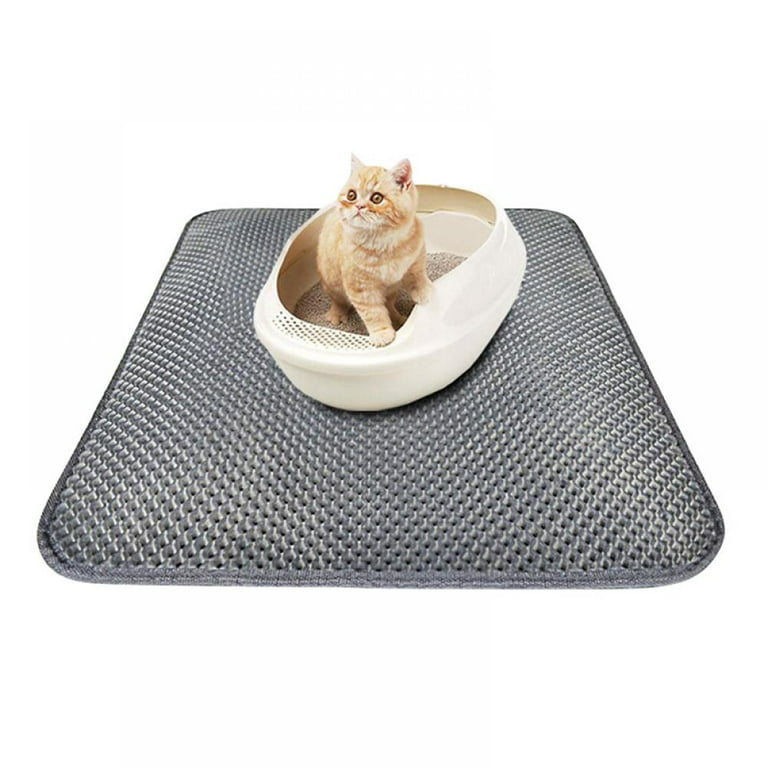 Kaxionage Cat Litter Mat, 15x24 Inch Litter Box Mat,Honeycomb Double Layer  Trapping Litter Mat Design,Waterproof Urine Proof Kitty Litter Mat,Easy