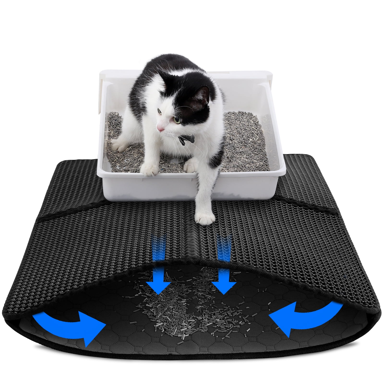 PETKARAY Cat Litter Mat, Litter Box Mat with Hidden Handle, Upgraded  Anti-Slip Back Layer, Large Scatter Control and Urine-Proof Litter Trapping  Mat