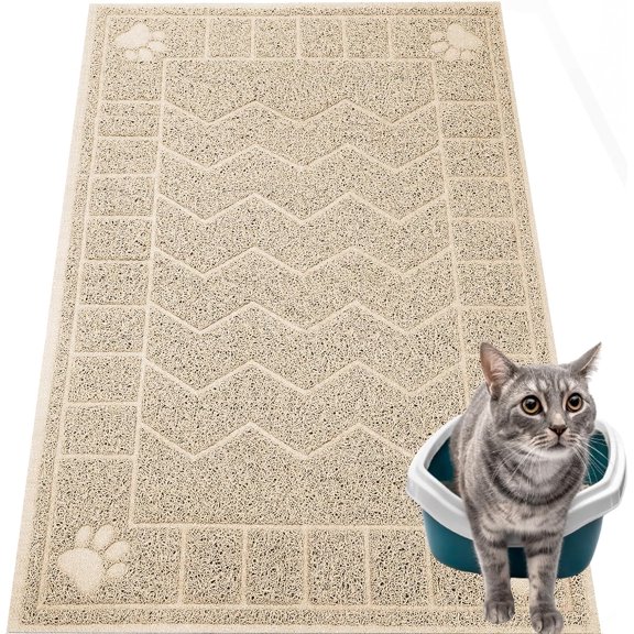 Cat Litter Mat, Litter Trapping Mat Soft on Kitty Paws, 35" x 24" Kitten Litter Box Mat for Cleaner Floors, Waterproof, Easy Clean, Durable Large Size Cat Litter Pad for Kitten.