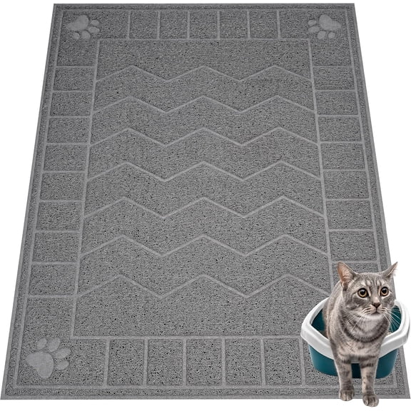 Cat Litter Mat, Litter Trapping Mat Soft on Kitty Paws, 47" x 35" Kitten Litter Box Mat for Cleaner Floors, Waterproof, Easy Clean, Durable XL Large Size Cat Litter Pad for Kitten.