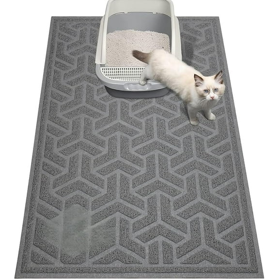 Cat Litter Mat, Litter Trapping Mat Soft on Kitty Paws, Large Litter Box Mat 35" x 24" Scatter Control for Cat Litter, Waterproof and Extra Large Litter Box Carpet