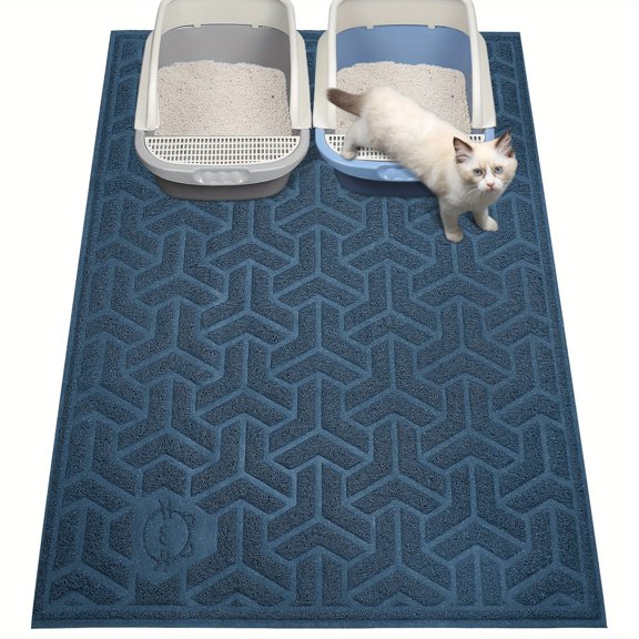 Cat Litter Mat, Litter Trapping Mat Soft on Kitty Paws, Large Litter Box Mat 46" X 35" Scatter Control for Cat Litter, and Anti-Slip Cat Mat