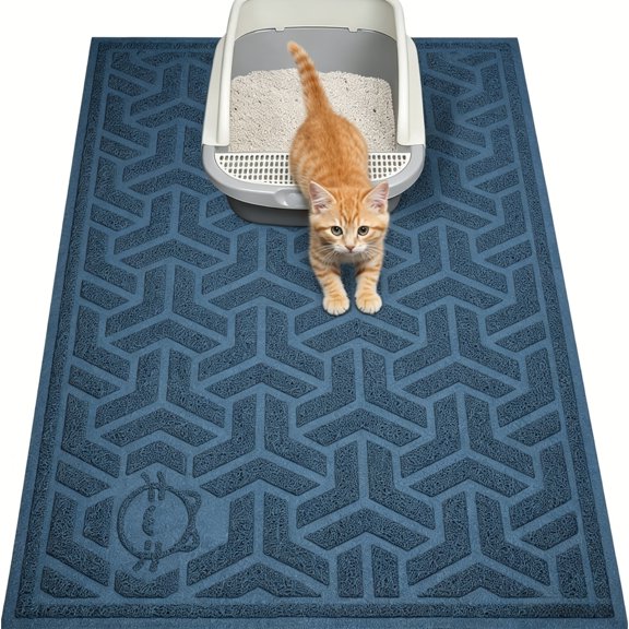 Cat Litter Mat, Litter Trapping Mat Soft on Kitty Paws, Large Litter Box Mat 46" X 35" Scatter Control for Cat Litter, and Anti-Slip Cat Mat
