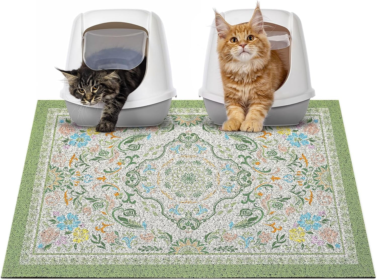Cat Litter Mat with Non-Slip Bottom Litter Box Mat 33"X22" Litter Trapping Mat Easy to Clean Washable Cat Food Mat for Kitty,L