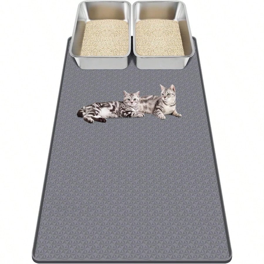 Cat Litter Mats 51 X 25.6 Extra Large Silicone Cat Mat For Litter Box Easy To Clean Kitty Litter Trapping Mat Soft On Kitty Paws Waterproof UrineProof Kitty Litter Mats For Floor Grey