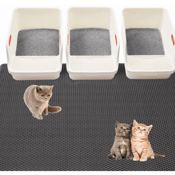 Cat Litter Mats-Extra Large 47''x36'' Litter Trapping Mat for Cat-XXL Litter box Matt for Floor-2 Layer Catcher Rug for Pet kitty Litterbox-Waterproof Urine Proof,Non-Slip