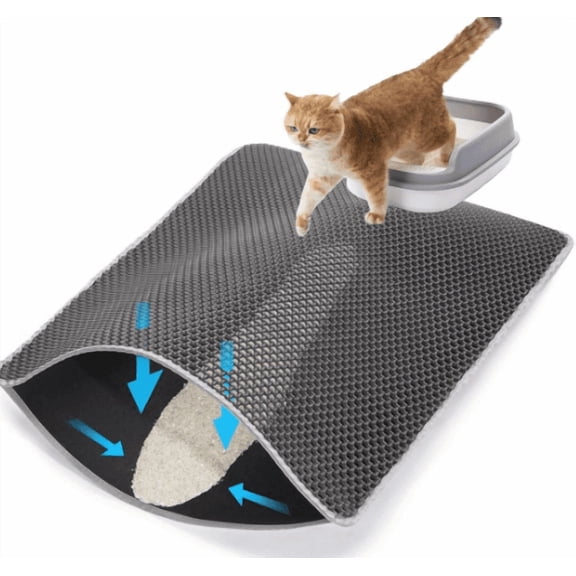 Cat Litter Mats-Extra Large 47''x36'' Litter Trapping Mat for Cat-XXL Litter box Matt for Floor-2 Layer Catcher Rug for Pet kitty Litterbox-Waterproof Urine Proof,Non-Slip