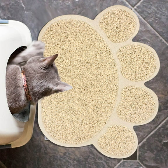 Cat Litter Pad - Cat Foot Pad Extra Large Cat Litter Mat Liner For Kitty Cleaning And Floor Beige