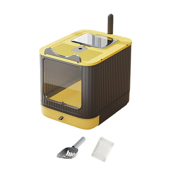 Cat Litter Pads Closed Litter Tray with Removable Lid for Cats and Dogs Convenient Carry Handle Large Capacity Design for Indoor Use