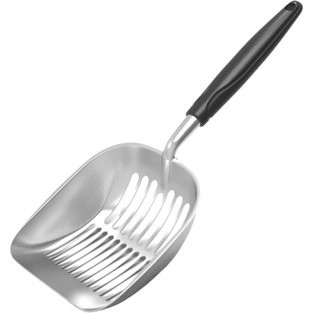 Litter Scoop,  Alloy Sifter, Kitty  Scooper, Deep Shovel, Long Handle, Poop Sifting, Kitten Pooper Lifter, Durable, , for Litter Box (Big-Black)