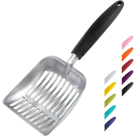 Cat Litter Scoop, Aluminum Alloy Sifter, Kitty Metal Scooper, Deep Shovel, Long Handle, Poop Sifting, Kitten Pooper Lifter, Durable, Heavy Duty, for Litter Box