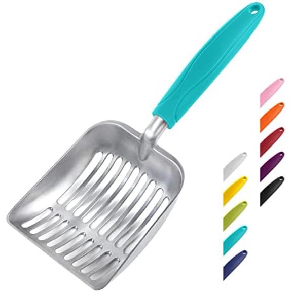 Cat Litter Scoop, Aluminum Alloy Sifter, Kitty Metal Scooper, Deep Shovel, Long Handle, Poop Sifting, Kitten Pooper Lifter, Durable, Heavy Duty, for Litter Box
