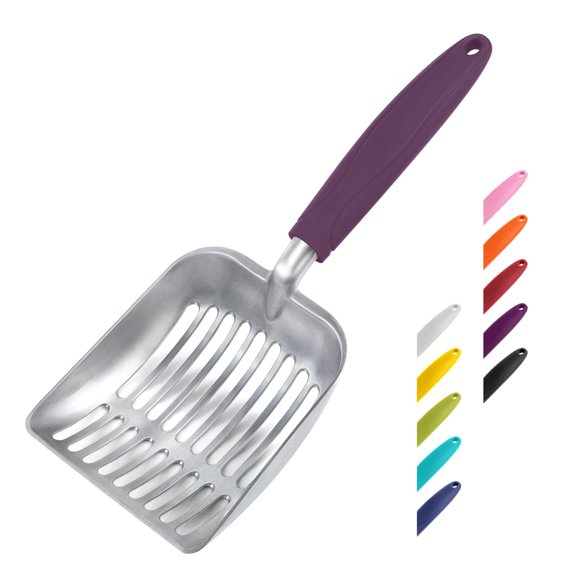 Cat Litter Scoop, Aluminum Alloy Sifter, Kitty Metal Scooper, Deep Shovel, Long Handle, Poop Sifting, Kitten Pooper Lifter, Durable, Heavy Duty, for Litter Box