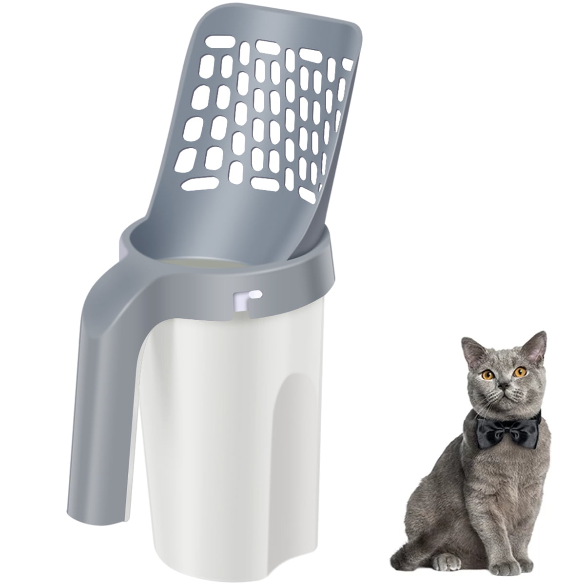 Cat Litter Scoop with Builtin Bag Holder Kitty Scooper with Holder