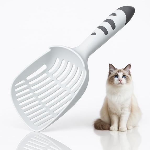 Cat Litter Scoop with Cat Paw Handle, Easy Sifting with 3 Size of Hole Design for All Litter, Wide Edge Cat Litter Scoop for Quick Cleaning All Cat Litter Box