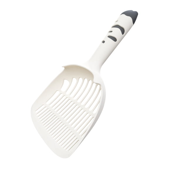 Cat Litter Scoop, Cat and Dog Poop Collector, 3-Layer Mesh Design, Cute Cat Paw Handle, Easy Clean Plastic Scooper White