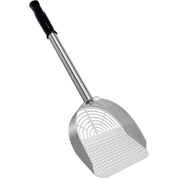 Cat Litter Scoop Deep Shovel, Detachable Long Handle Litter Scooper, Metal Cat Litter Scoop, Stainless Steel Cat Litter Scoop, Kitten Pooper Lifter, Kitty Metal Scooper with Holder Round Hole