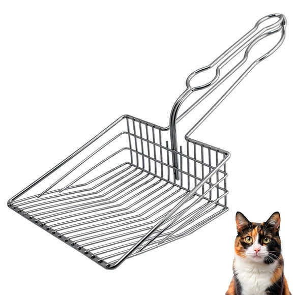 Cat Litter Scoop - Extra Large Heavy Duty Metal Kitty Litter Scoop, Stainless Steel Cat Poop Scooper, Durable Sifting Shovel with Long Handle for Easy Cleanup, cat Scooper for Litter Box