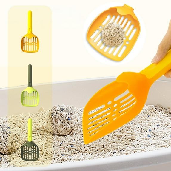 Cat Litter Scoop Fine Mesh Sifter | Durable Plastic Pooper Scooper 10.24"x4.33" | Hanging Hole, Quick Clumping Sift, Easy Clean, Mess Preventing, Green Yellow | Lightweight Stress-Free Cleaning